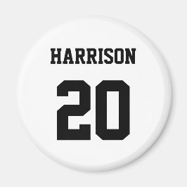 Imán Número de nombre personalizado blanco negro de dep