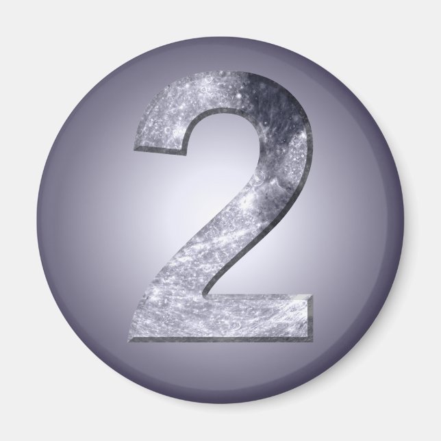Imán Número de Numerología del Símbolo Lunar Lucky Two (Frente)
