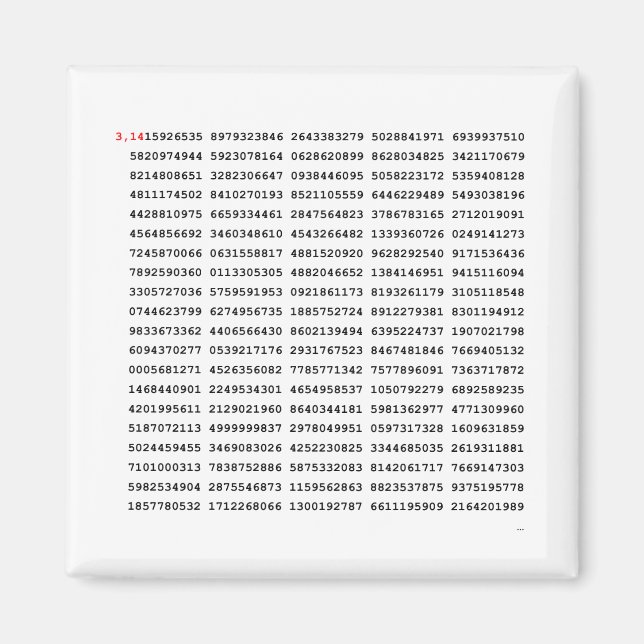 Imán Número De Pi De 1000 Primeros Dígitos | Símbolo ma (Frente)