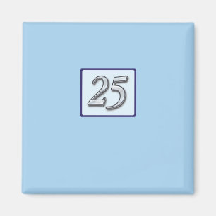 Imán Número de plata en azul en 25 años