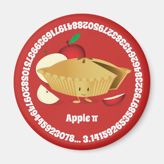 Imán Números de caricatura de Apple Pie de Pi Day (Frente)