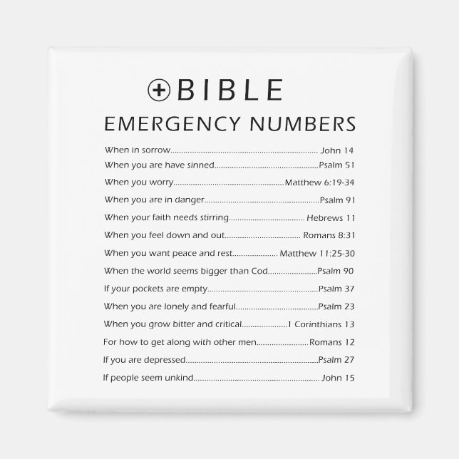 Imán Números de emergencia de la Biblia (Frente)