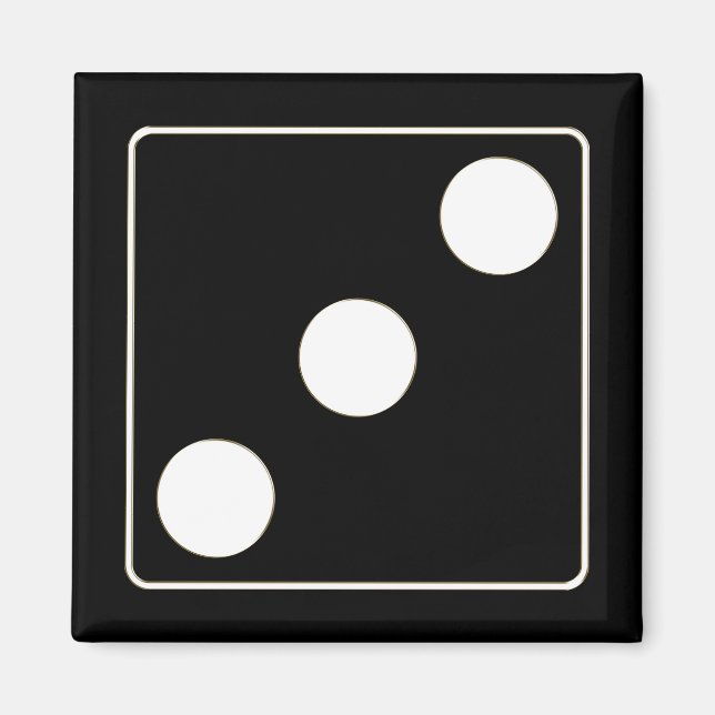 Imán Números DICE de pips blanco 3 + tu trasero. (Frente)