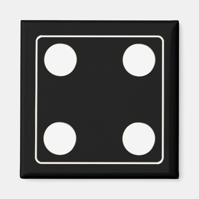 Imán Números DICE de pips blanco 4 + tu trasero. (Frente)