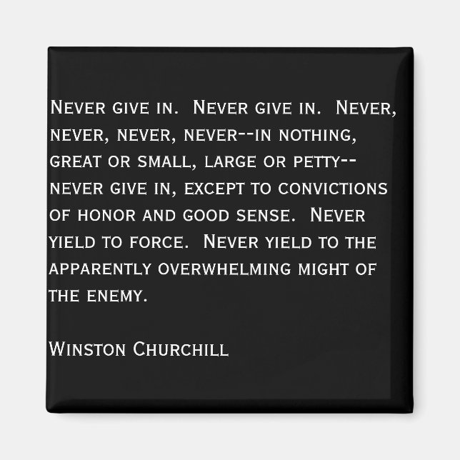 Imán Nunca cedas. (Frente)