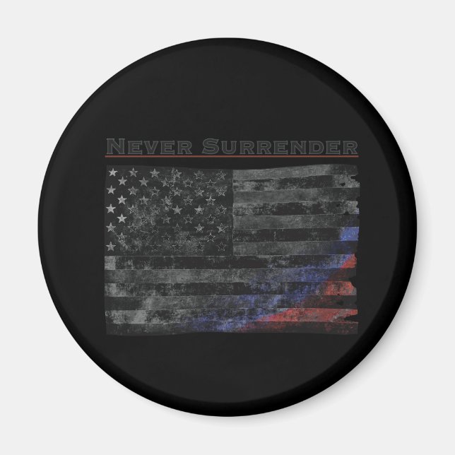 Imán Nunca rendirse ante la bandera norteamericana negr (Frente)