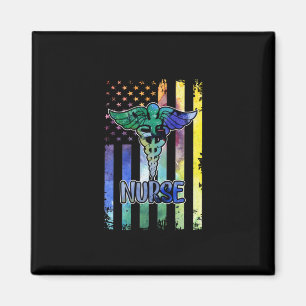 Imán Nurse Gift   Enfermera Bandera Americana