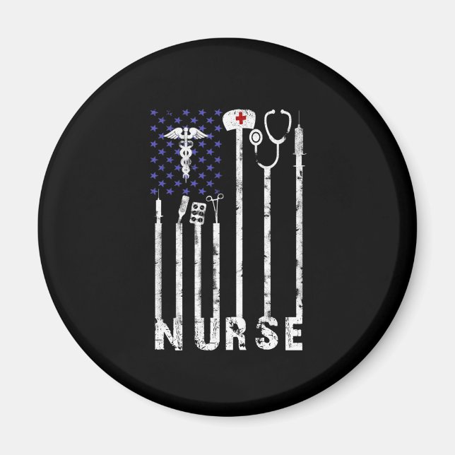 Imán Nurse Gift | Nurse American Flag Nurse Lover (Frente)