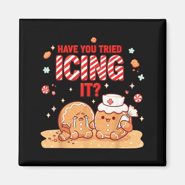 Imán Nurse Gingerbread Man Costume, Xmas Have You Tried (Frente)