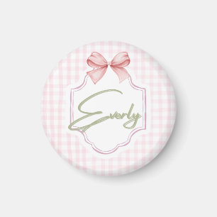 Imán Nursery Bow&Gingham personalizada para niñas todas