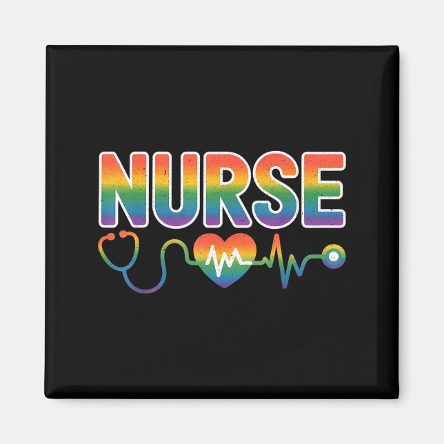 Imán Nurse's Life Lgbt Heart Stethoscope Nurse Week  (Frente)