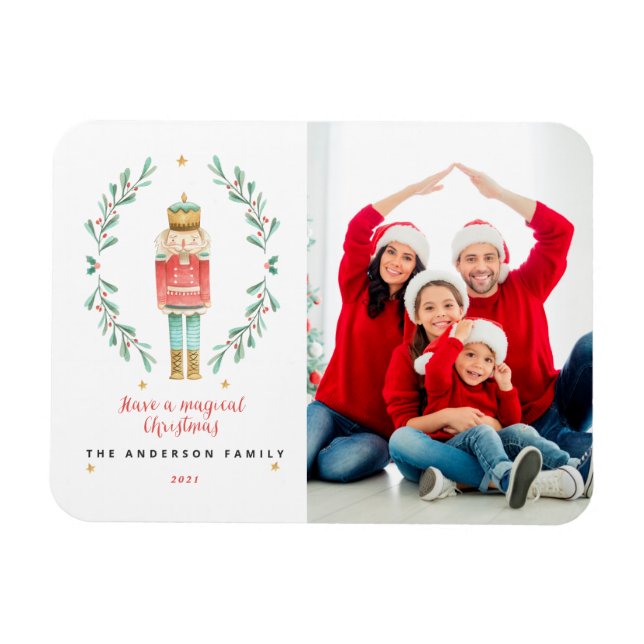 Imán Nutcracker acuarela botánica 1 Navidades de fotogr (Horizontal)