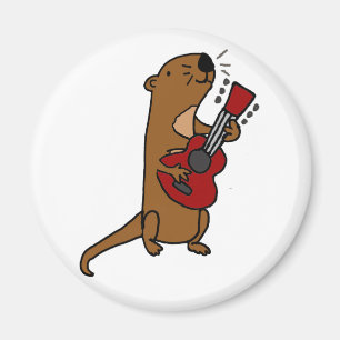 Imán Nutria de mar divertida que toca la guitarra