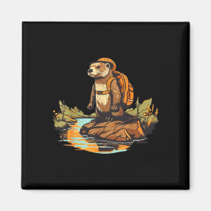 Imán Nutria de río de senderismo mochila animal al aire