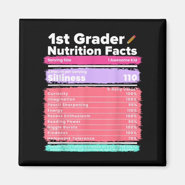 Imán Nutrición Hechos De Primer Grado Divertido De Vuel (Frente)