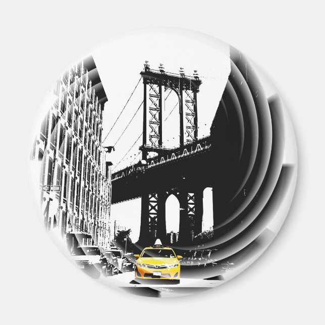 Imán Ny New York City Yellow Taxi Nyc Pop Art Image (Frente)