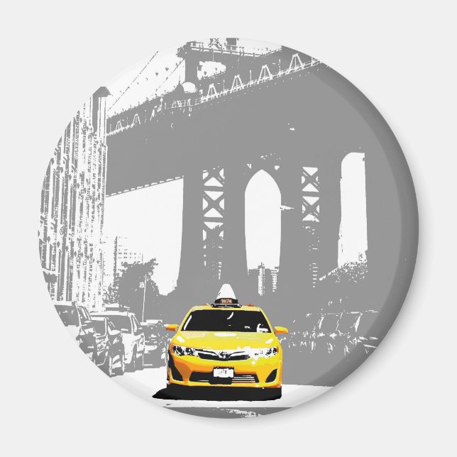 Imán Ny Yellow Taxi Nyc Brooklyn Bridge Nueva York (Frente)