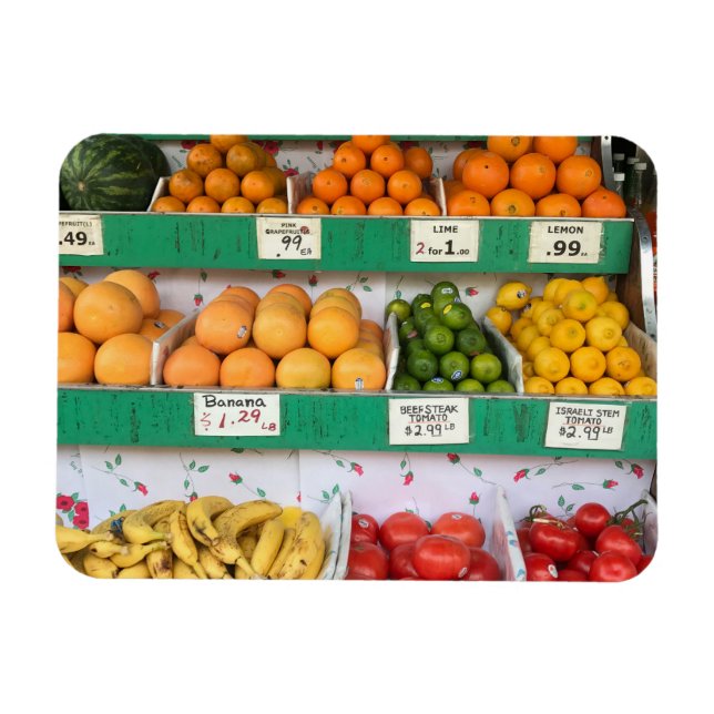 Imán NYC Fruit Stand Sidewalk Grocery New York City (Horizontal)