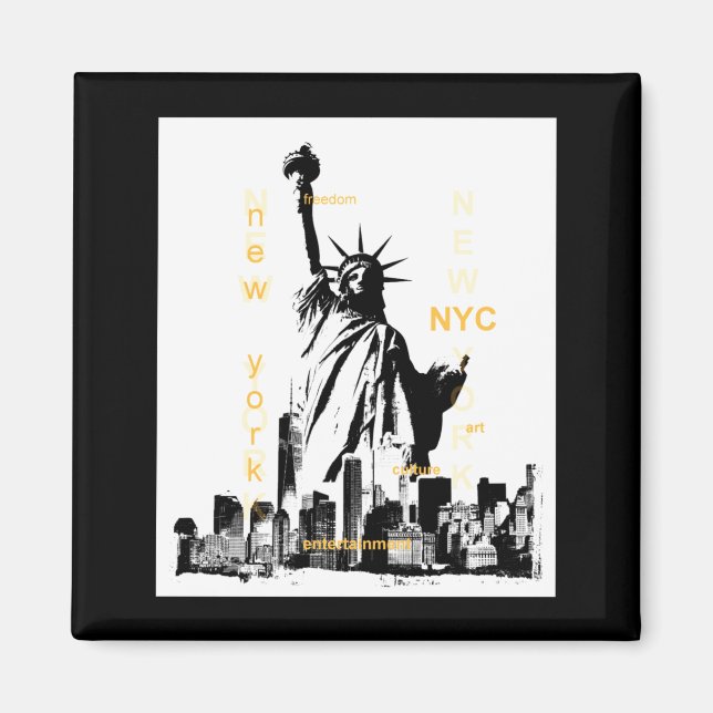 Imán Nyc New York Brooklyn Bridge Liberty Statue Mens _ (Frente)