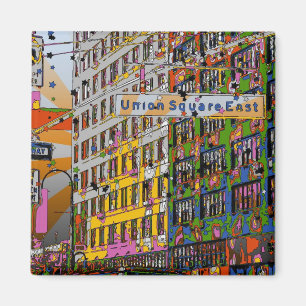 Imán NYC psicodélico: Edificio Union Square, St Rótulo