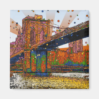 Imán NYC psicodélico: Puente de Brooklyn #1