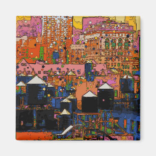 Imán NYC psicodélico: Torres de agua de Nueva York en i