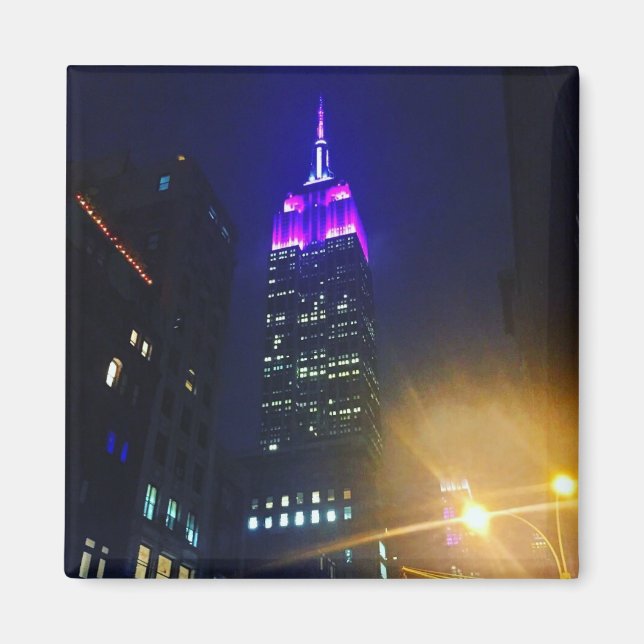 Imán NYC Rascacielos Purple Empire State Building Night (Frente)