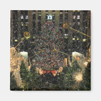 Imán NYC Rockefeller Center Xmas Tree Falling Snow