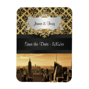 Imán NYC Silueta Urbana Sepia B5 Cinta Negra Damask Sav