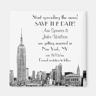 Imán NYC Skyline 01 Etched Save the Date
