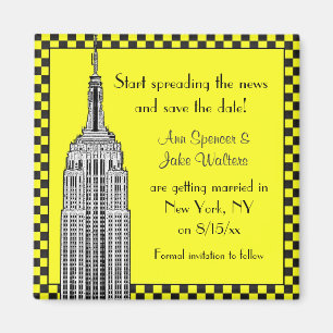 Imán NYC Skyline Etched ESB Checkerd Taxi Guardar la fe