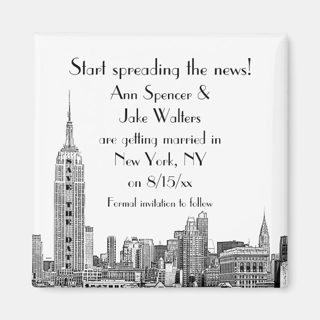 Imán NYC Skyline Grabado 01 Save the Date (Frente)