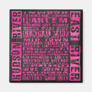 Imán NYC Vecindarios Hot Pink