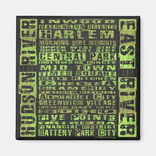 Imán NYC Vecindarios Verdes (Frente)