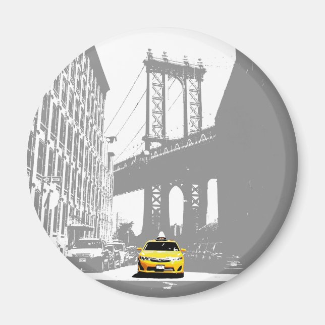 Imán Nyc Yellow Taxi Brooklyn Bridge Nueva York (Frente)