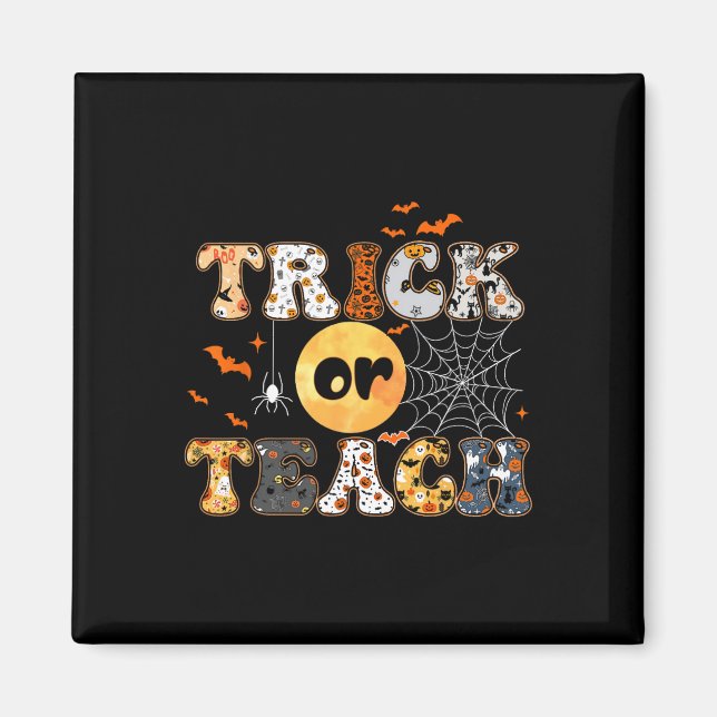 Imán O Enseñar al profesor Groovy Halloween Retro Flora (Frente)