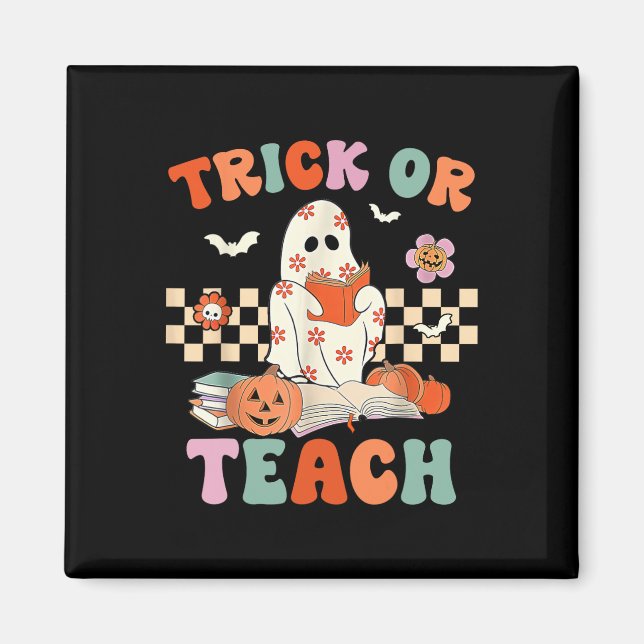 Imán O Enseñar al profesor Groovy Halloween Retro Flora (Frente)