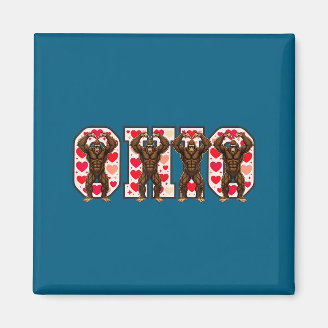 Imán O-h-i-o Funny Bigfoot Ohio In Midwestern Valentine (Frente)