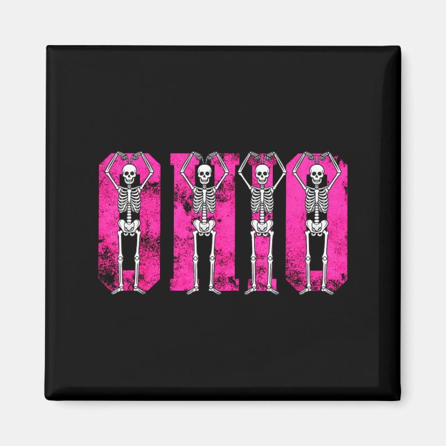 Imán O-h-i-o Funny Skeleton Ohio In Midwestern Valentin (Frente)