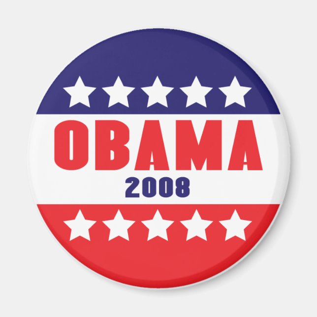 Imán OBAMA 2008 Stars & Bars Magnet 89422 (Frente)