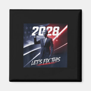 Imán Obama 2028 Viñeta manifestación política patriótic