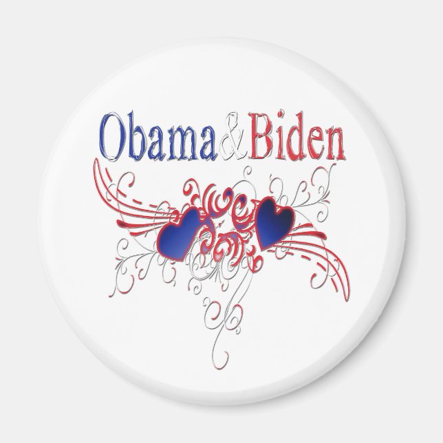 Imán Obama Biden 2008 Corazones Patrióticos (Frente)