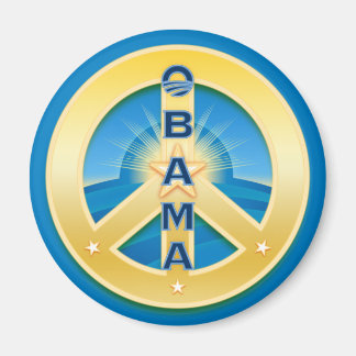 Imán Obama GoldStar Peace Magnet, ronda en azul