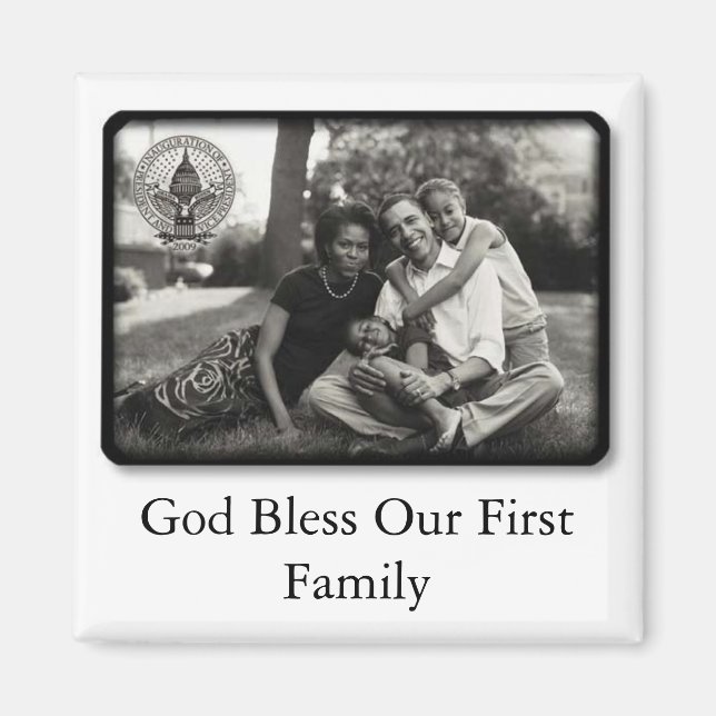 Imán Obamas ~ Dios bendiga a nuestra primera familia (Frente)
