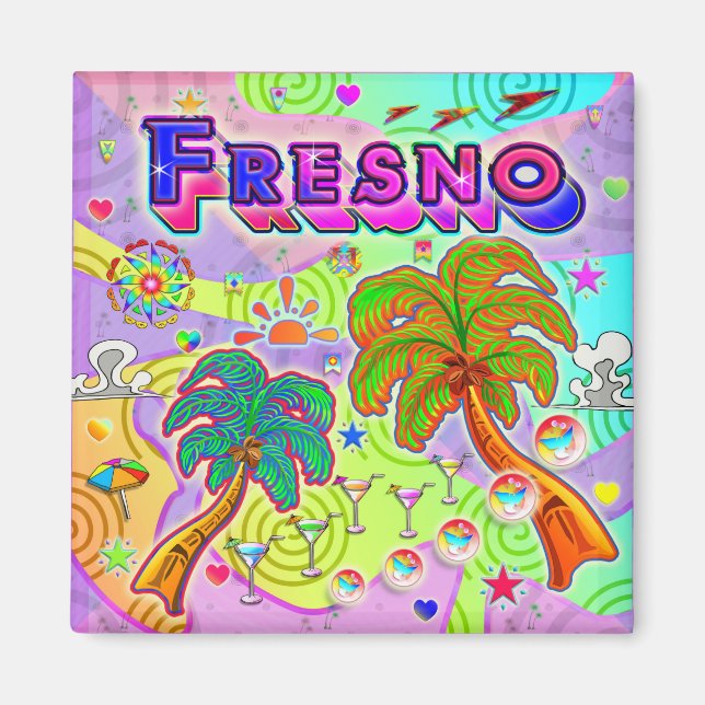 Imán objetivo de vacaciones de Fresno (Frente)
