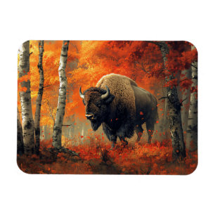 Imán Obra artística de Bison in the Autumn Woods