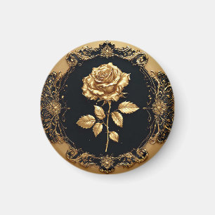 Imán Obra de arte de Rosa Dorada con Elemento Decorativ