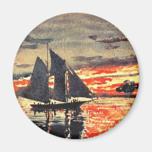 Imán Obra de arte de Winslow Homer, Fuegos del Atardece