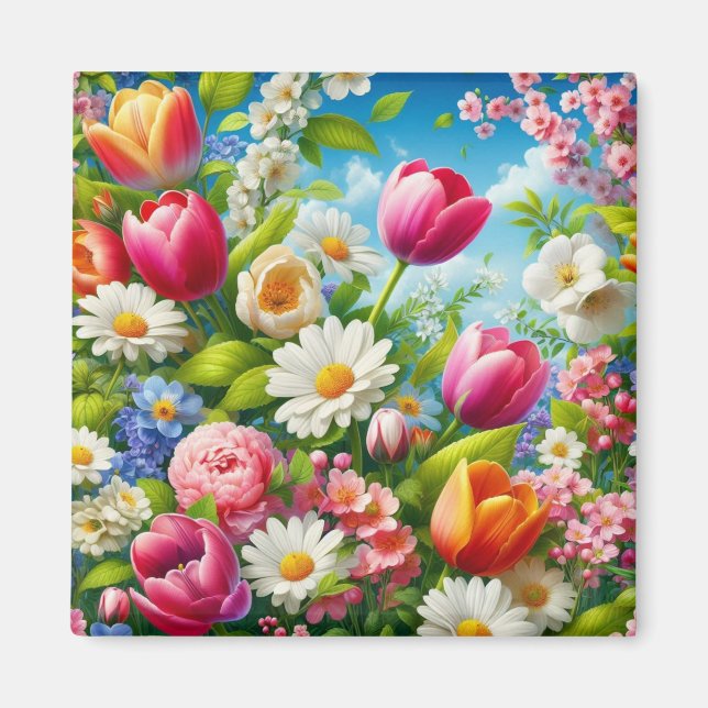 Imán Obra de arte floral/primavera (Frente)