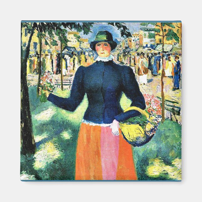 Imán Obra de Kazimir Malevich, chica de Flores (Frente)